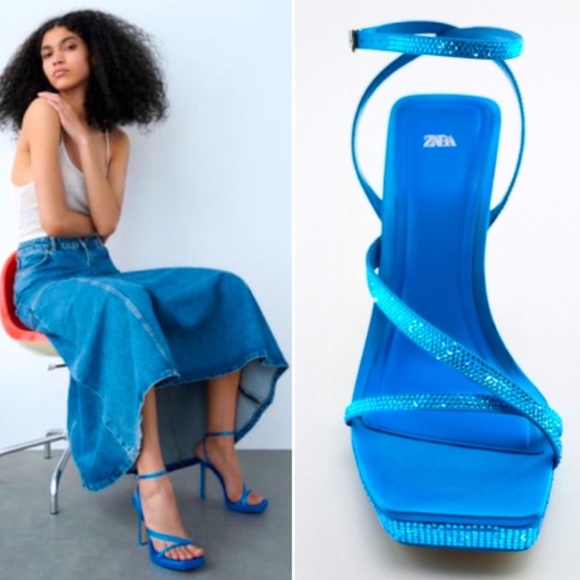 Zara Glam Rhinestone High Heel Sandals โ Size 39 LIKE NEW- - Picture 4 of 10